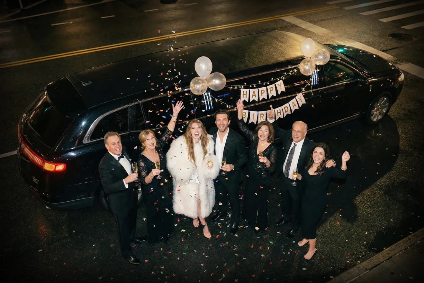 Luxury limousine service for birthday party celebration with chauffeur