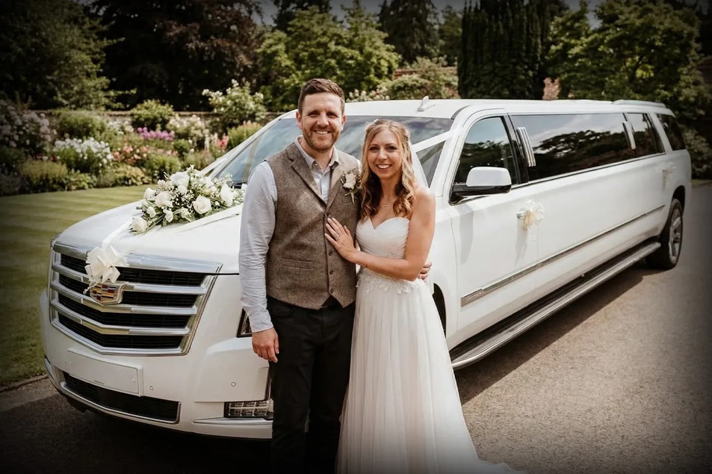 Stretch limousine wedding service with luxury interior and professional driver