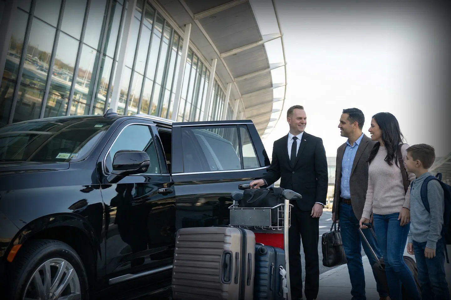 Luxury black car service for pickup and drop-off at JFK Airport New York