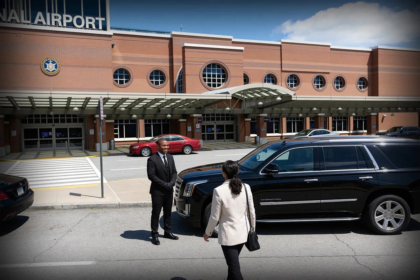 Private luxury car service providing airport transfer at Albany International Airport
