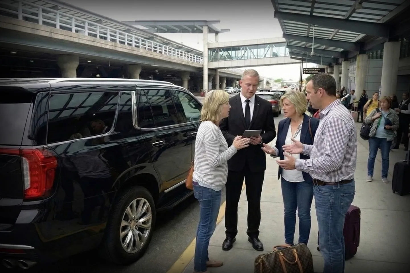 Professional airport car service in Connecticut with luxury vehicle and chauffeur