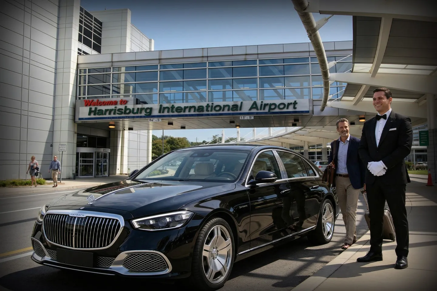 Private luxury car service providing local airport transfer at Harrisburg International Airport