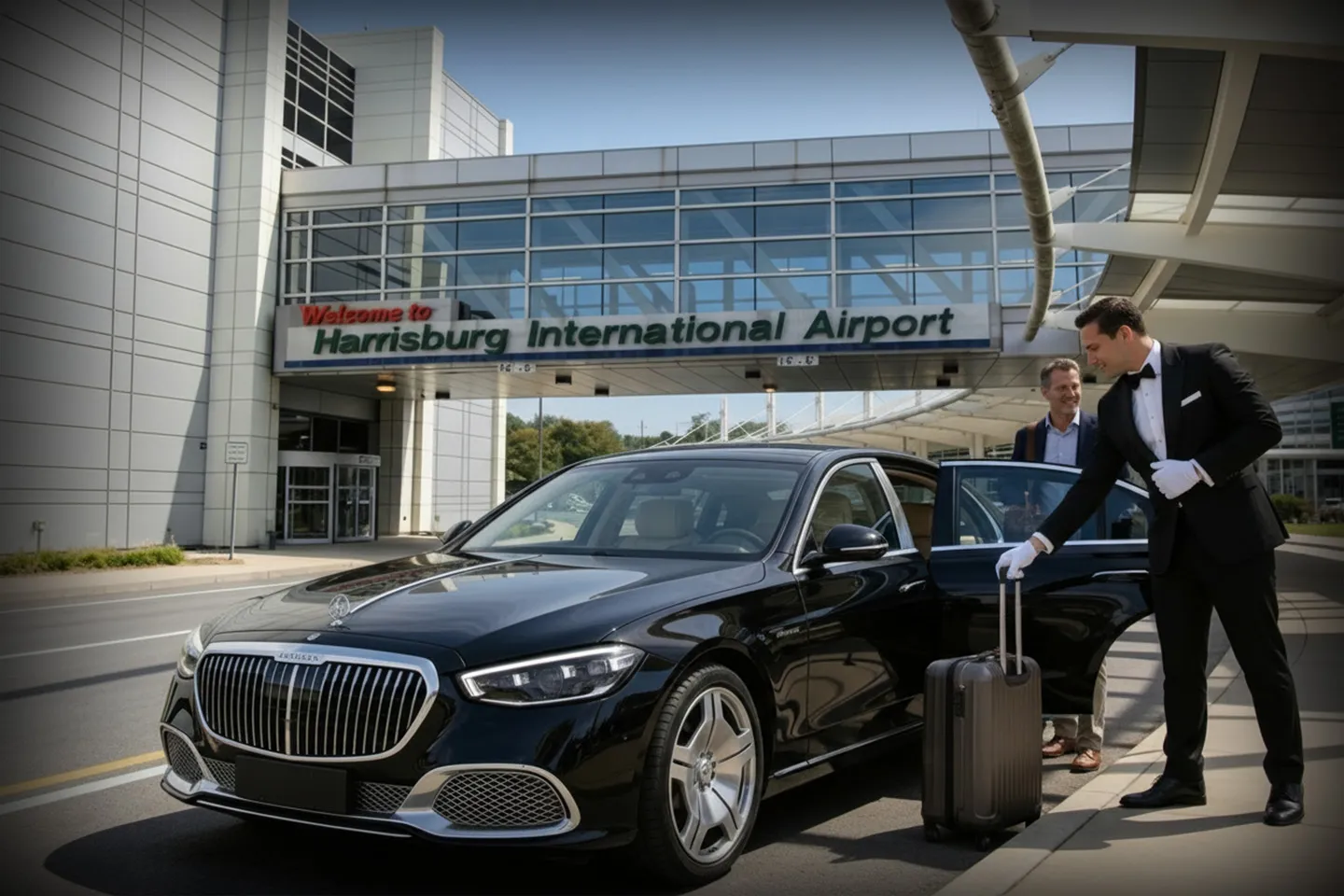 Professional local car service for Harrisburg International MDT Airport with luxury vehicle and chauffeur
