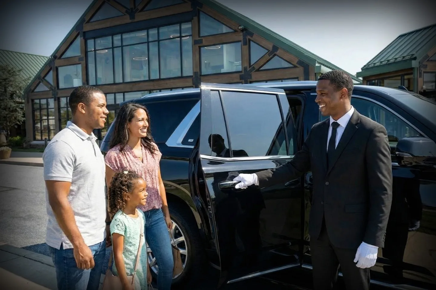 Luxury black car service near Lancaster Airport for pickup and drop-off