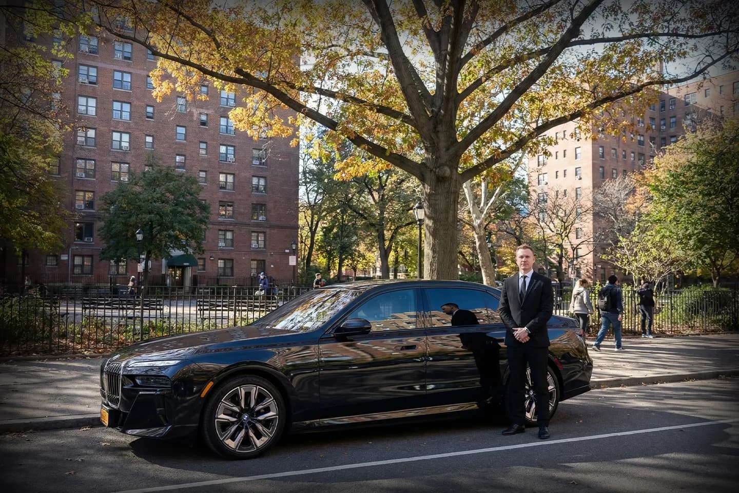 Airport pickup vehicle by Tompkins car service