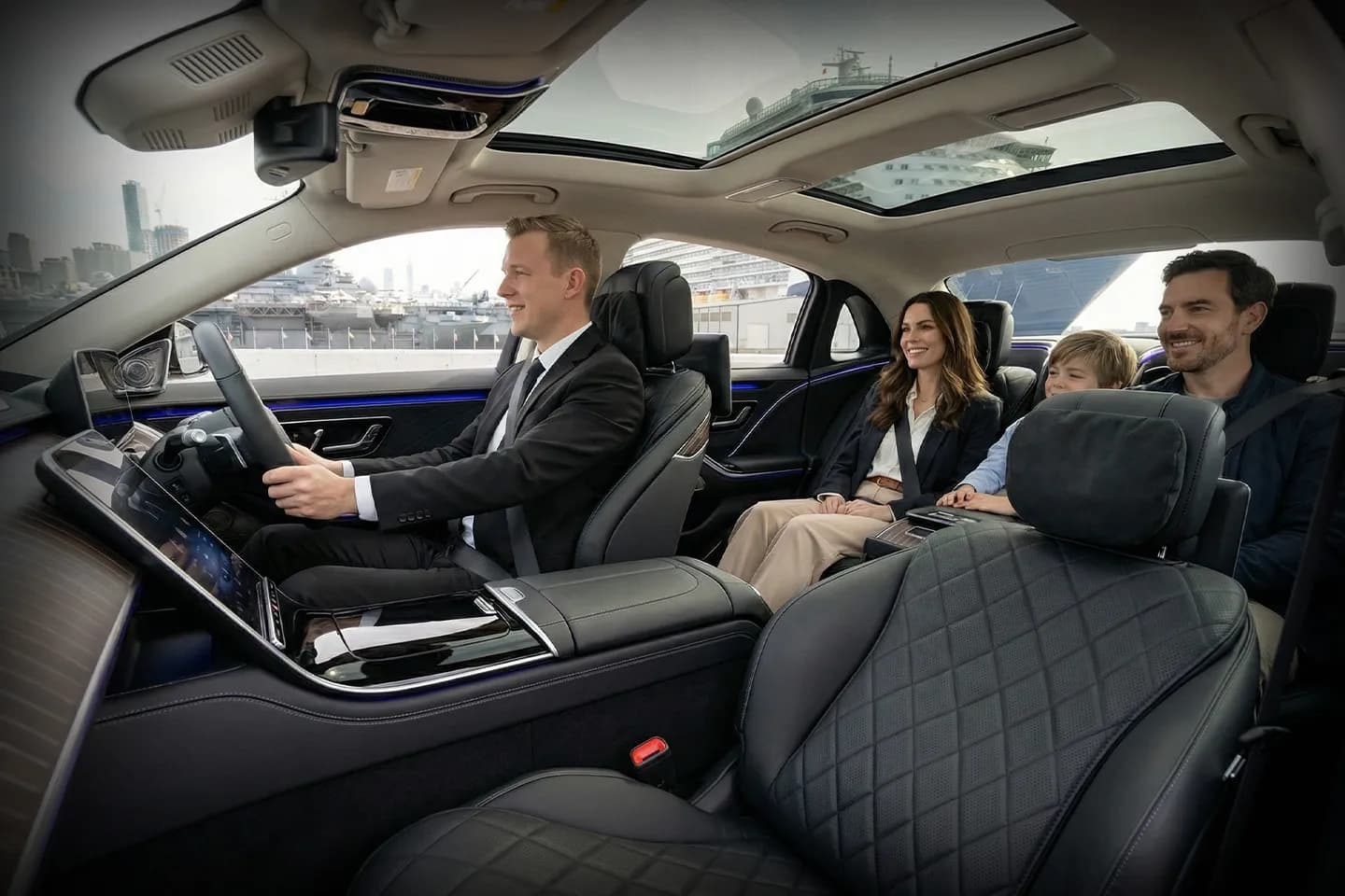 Luxury black car service providing transportation to Manhattan Cruise Terminal, New York