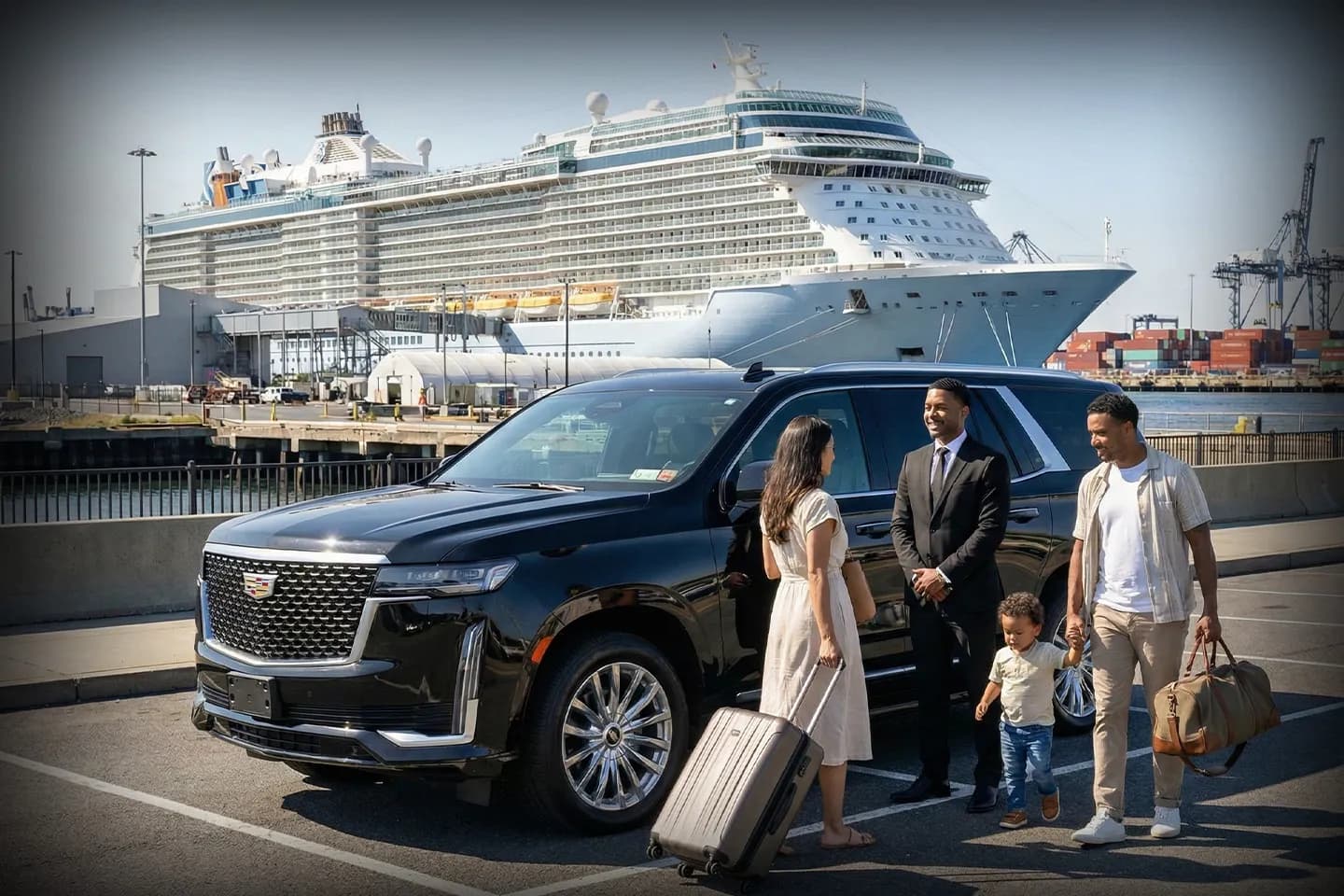Luxury black car service providing transportation to Cape Liberty Cruise Port, NJ