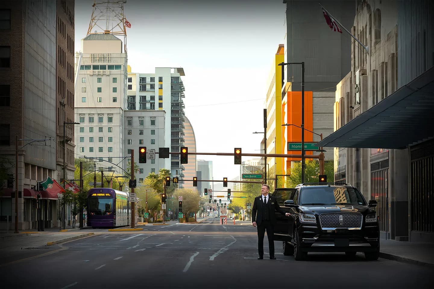 Professional car service in Arizona AZ with luxury vehicle and chauffeur