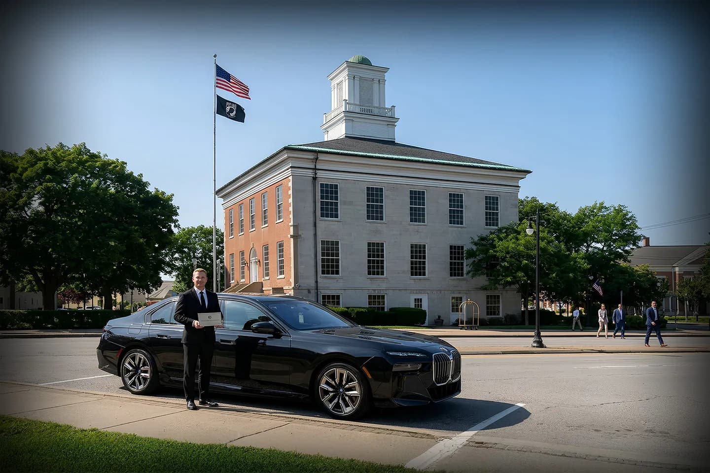 Professional chauffeur opening car door in Genesee, NY Chauffeur Service