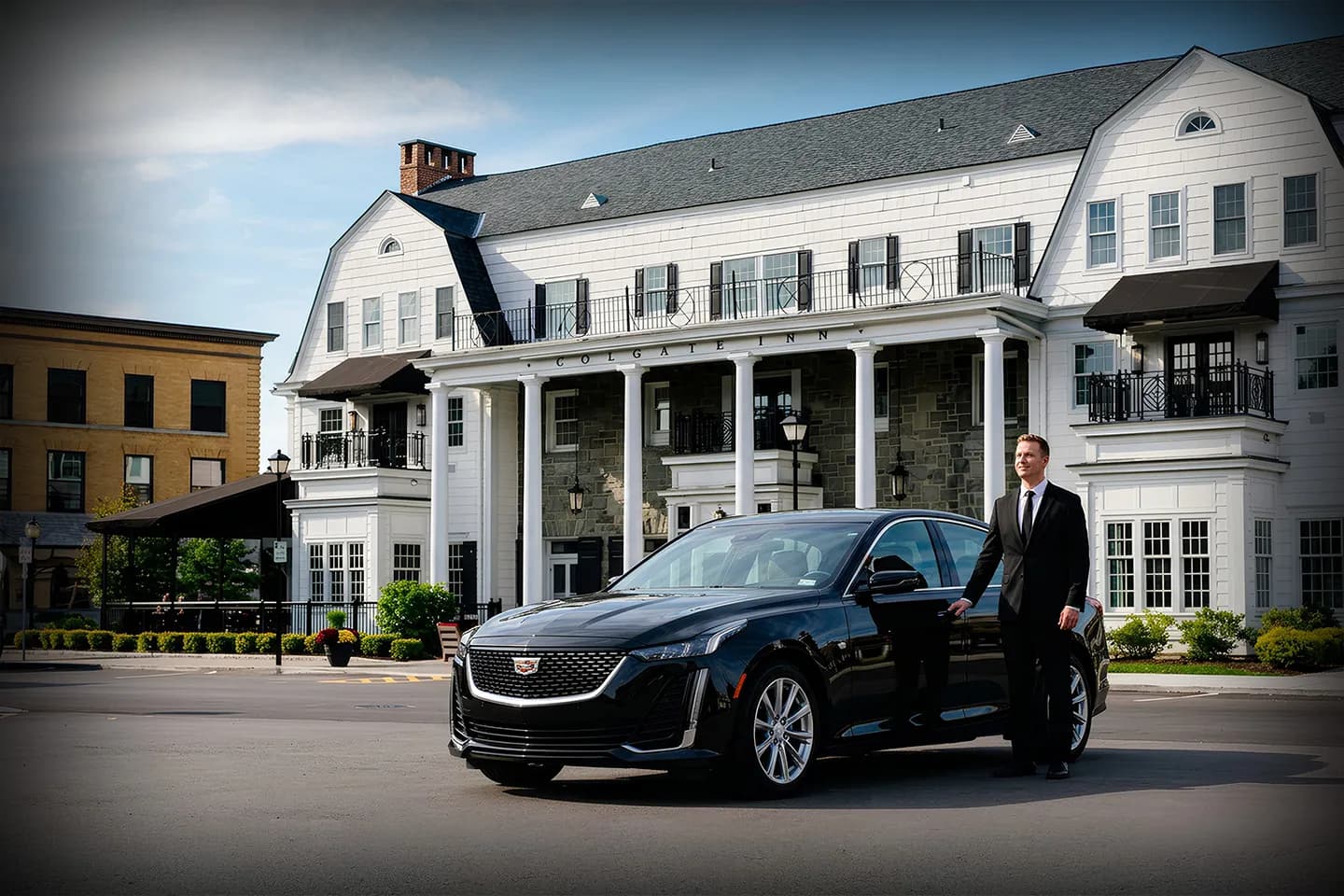 Executive chauffeur service in Hamilton NY with luxury SUV ready for corporate travel