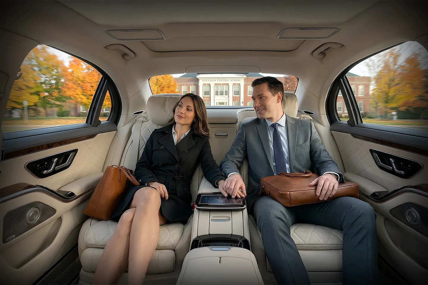 Wedding chauffeur service in Jefferson NY with elegant black car and uniformed driver