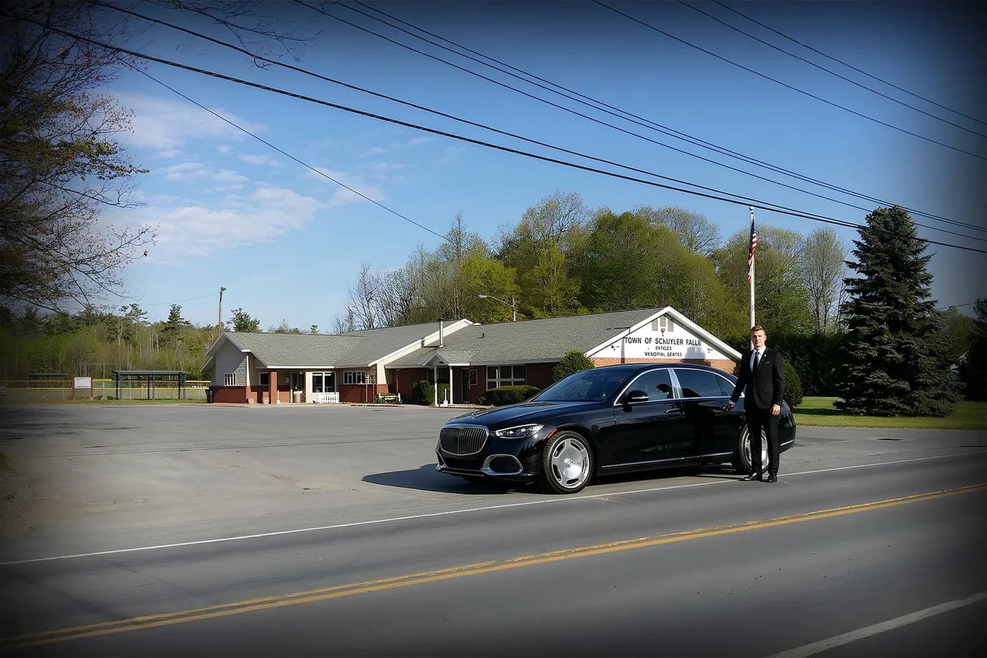 Business traveler using Schuyler NY chauffeur service for corporate transportation