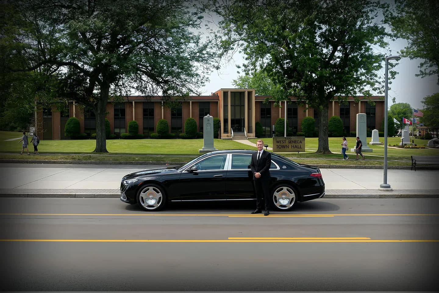 Wedding transportation by Seneca, NY Chauffeur Service with elegant vehicle and uniformed chauffeur
