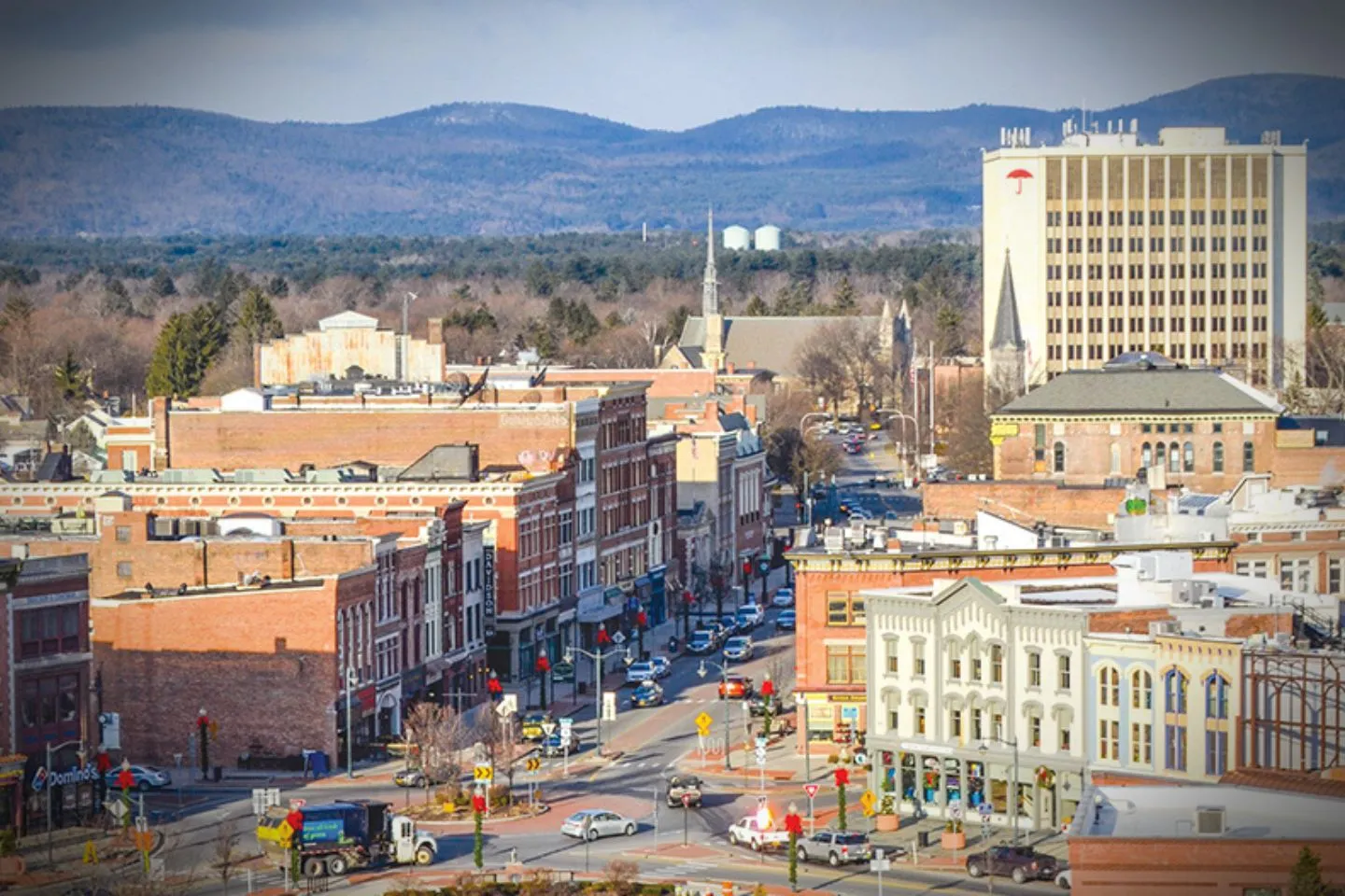 Executive black car arriving downtown Warren NY for Warren, NY Chauffeur Service business travel and meetings