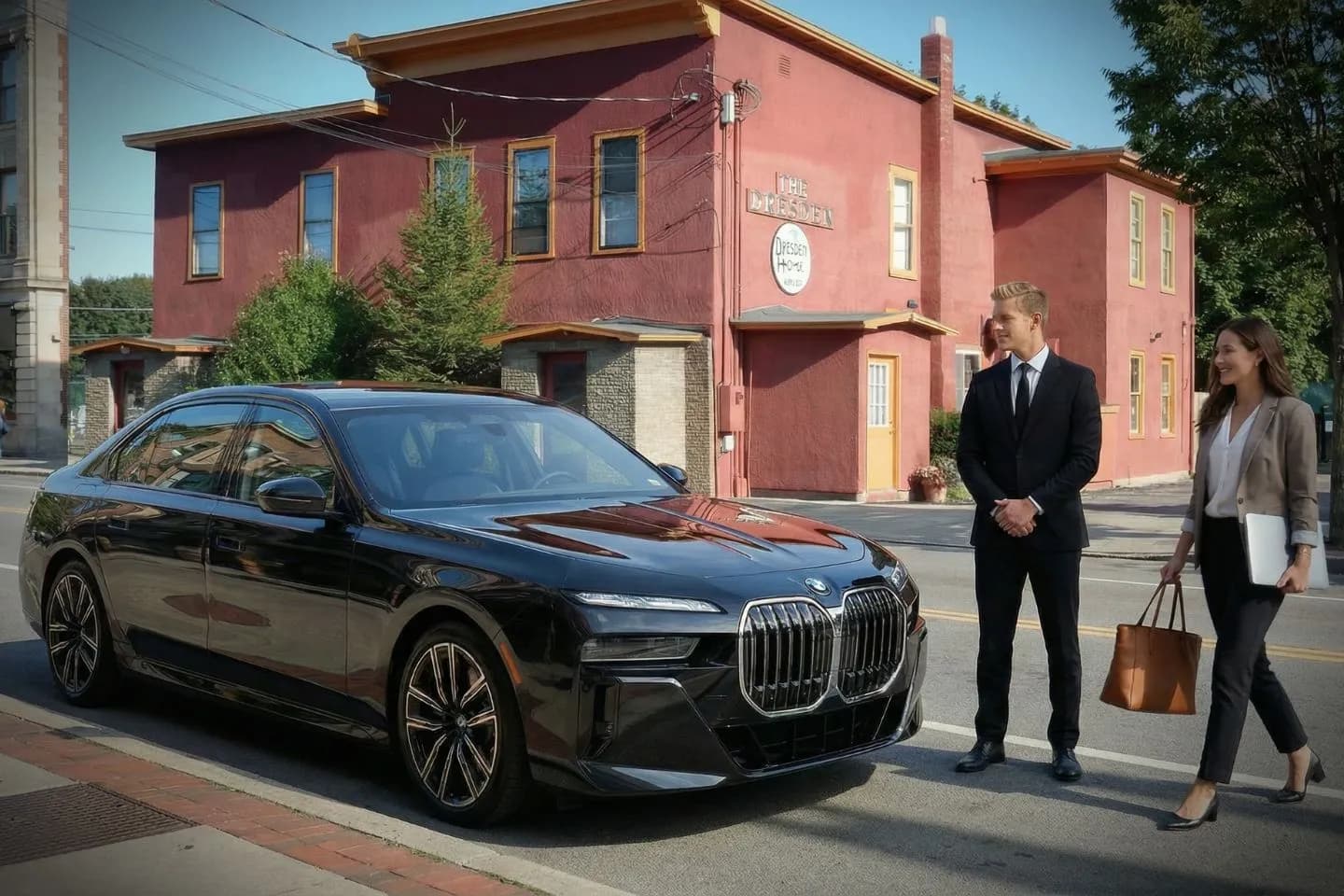 Black SUV from Yates, NY Chauffeur Service on a residential street pickup