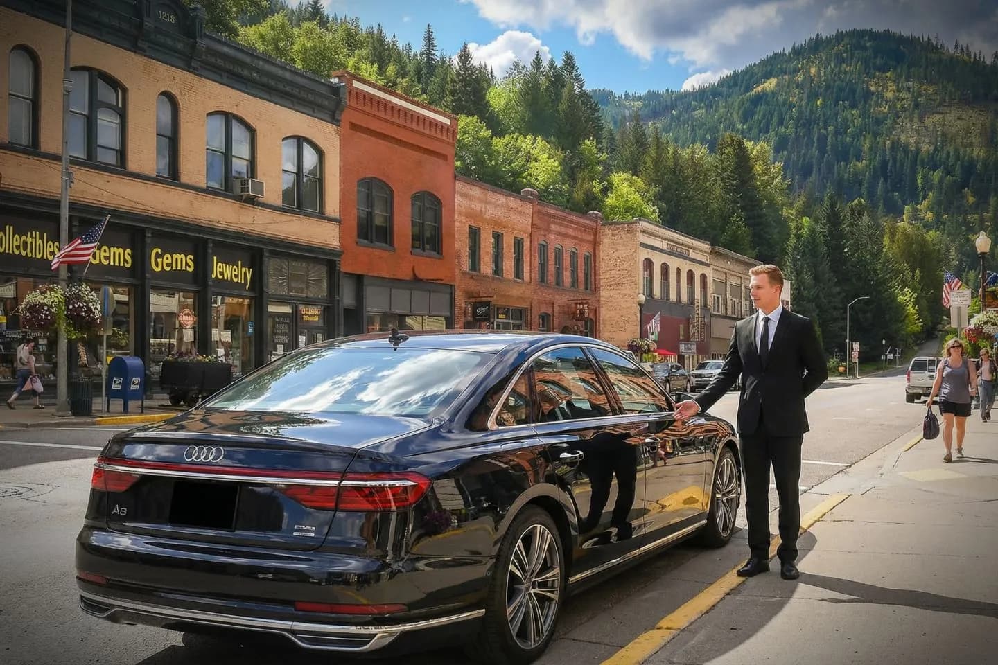 Car Service in Idaho, ID Business traveler using Idaho, ID car service for safe and reliable city transportation