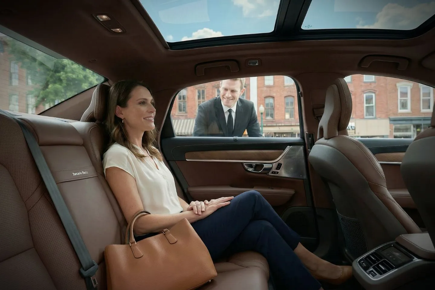 Executive riding in Indiana, IN Car Service black SUV with premium interior and comfort seating