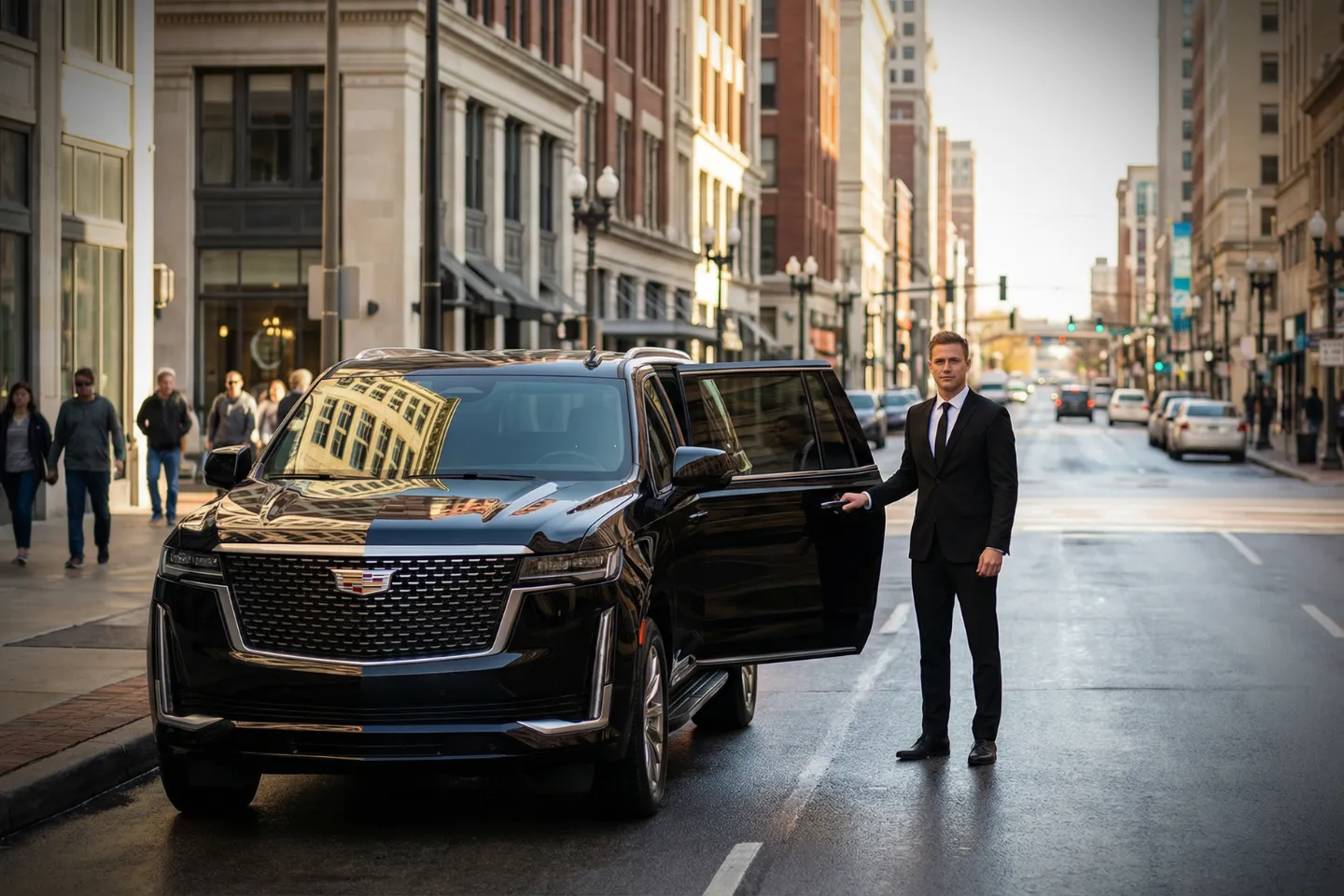 Executive SUV night ride Kansas, KS Car Service safe travel across Kansas roads city lights