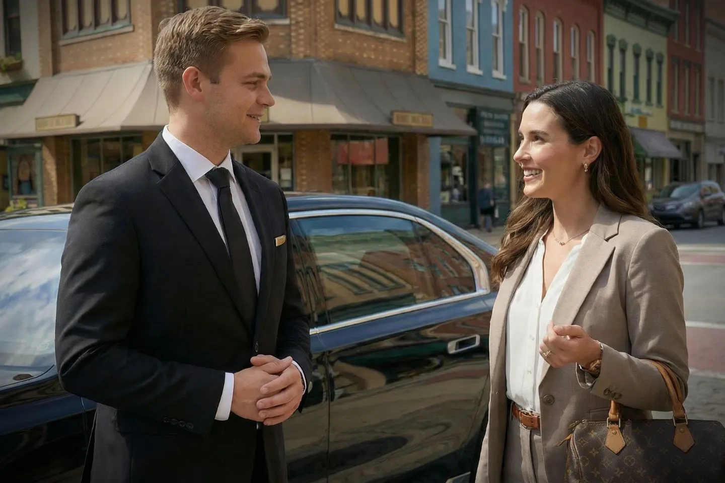 Kentucky, KY Car Service chauffeur opening luxury sedan door for airport pickup