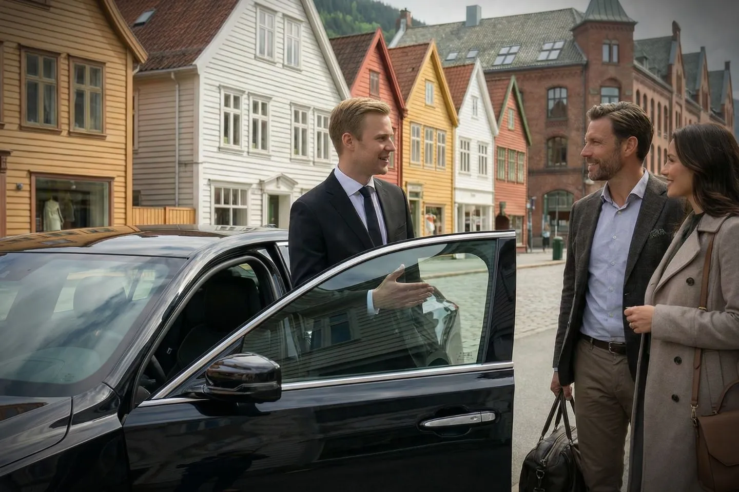 Luxury sedan from Cumberland, NJ Car Service waiting outside corporate office in Cumberland area
