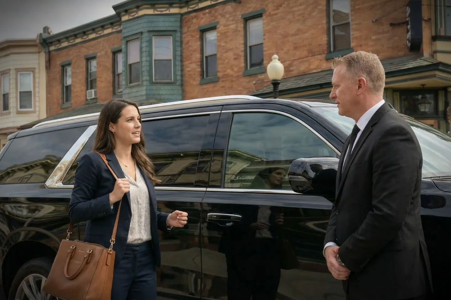 Gloucester, NJ Car Service luxury sedan with professional chauffeur arriving for airport pickup