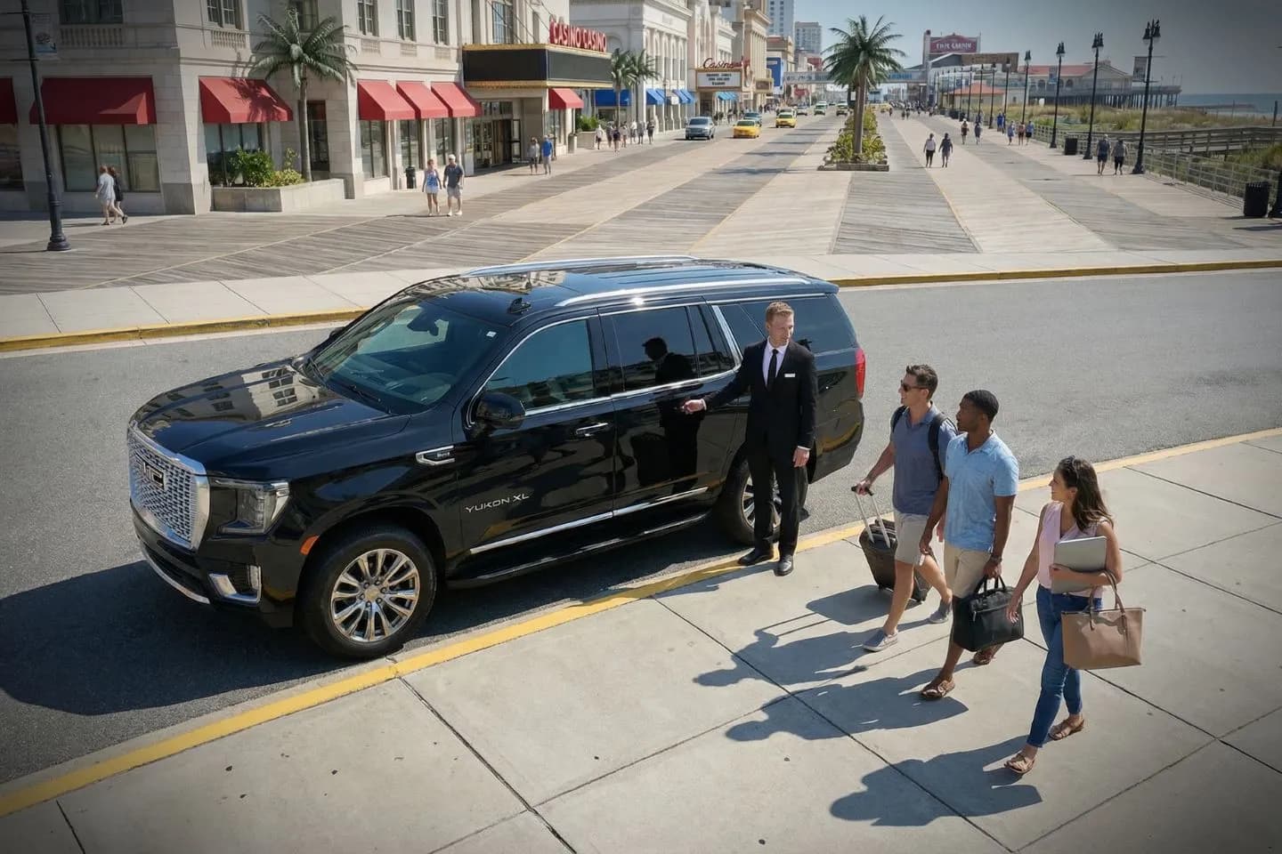 Nighttime Hudson NJ car service ride with luxury vehicle and experienced chauffeur