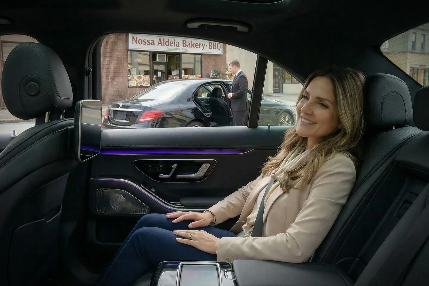 Middlesex NJ car service SUV parked outside hotel with driver ready for pickup