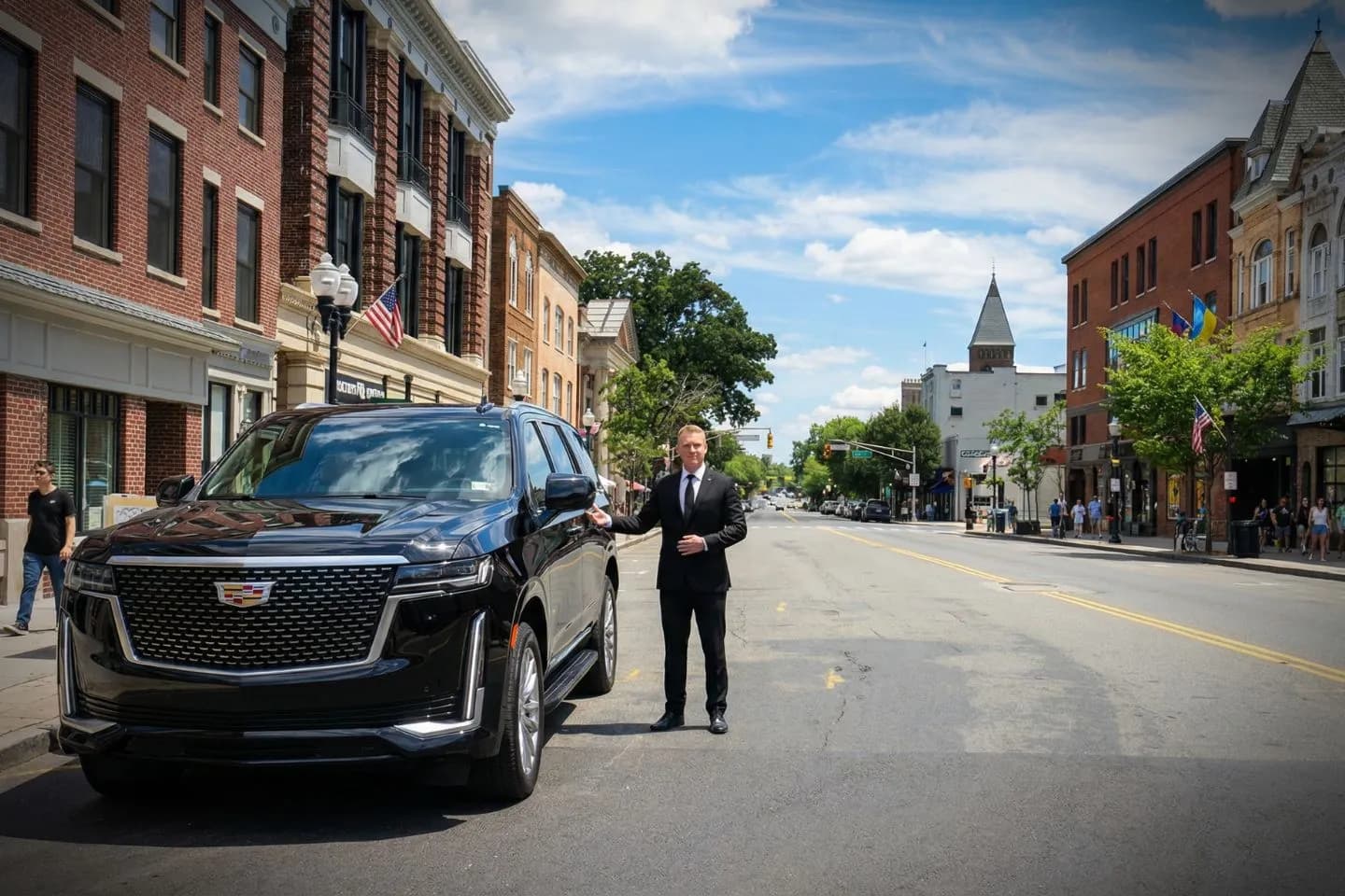 Professional chauffeur driving luxury car for Morris NJ Car Service through scenic Morris County roads