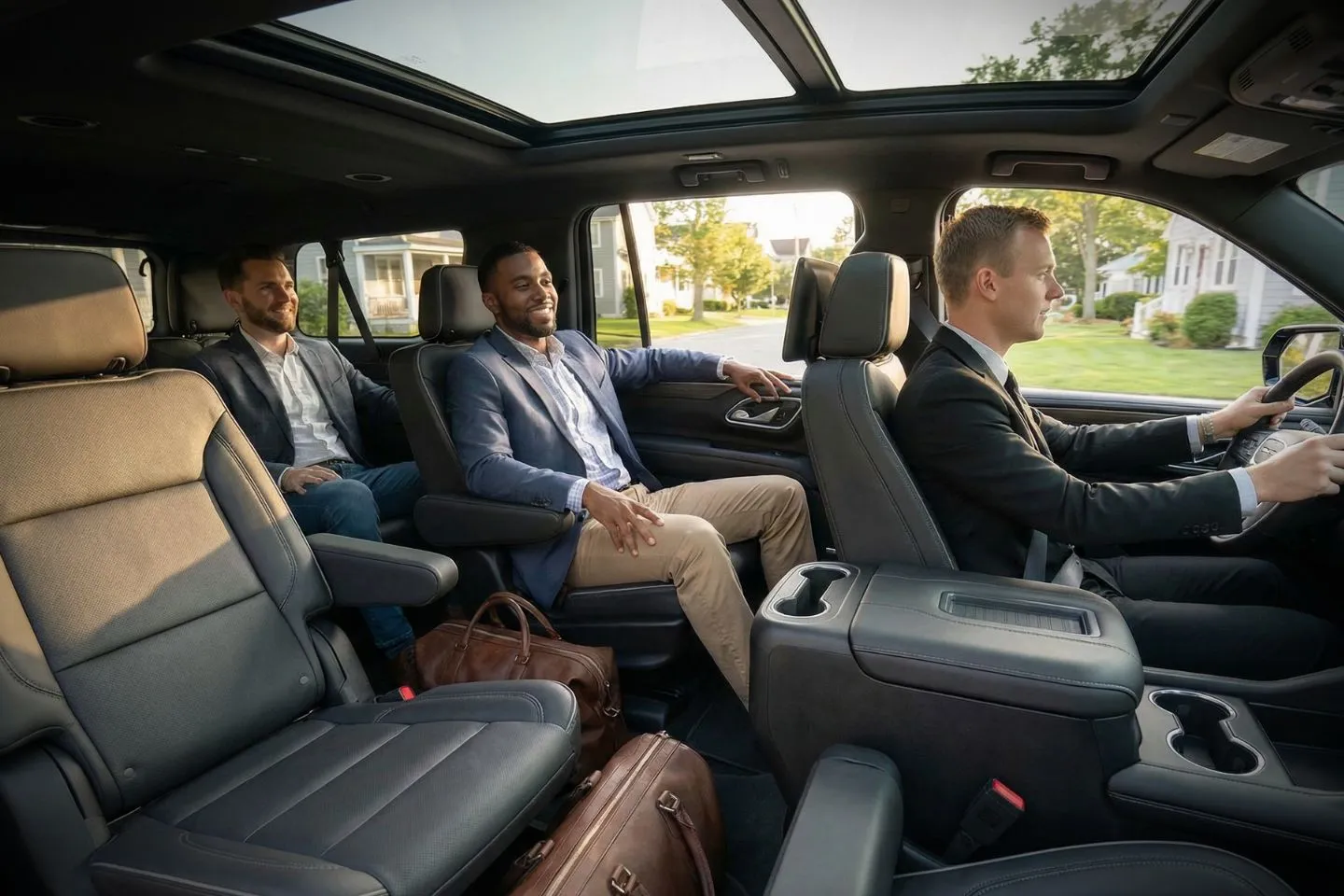 Business traveler entering premium car service vehicle Ocean NJ Car Service