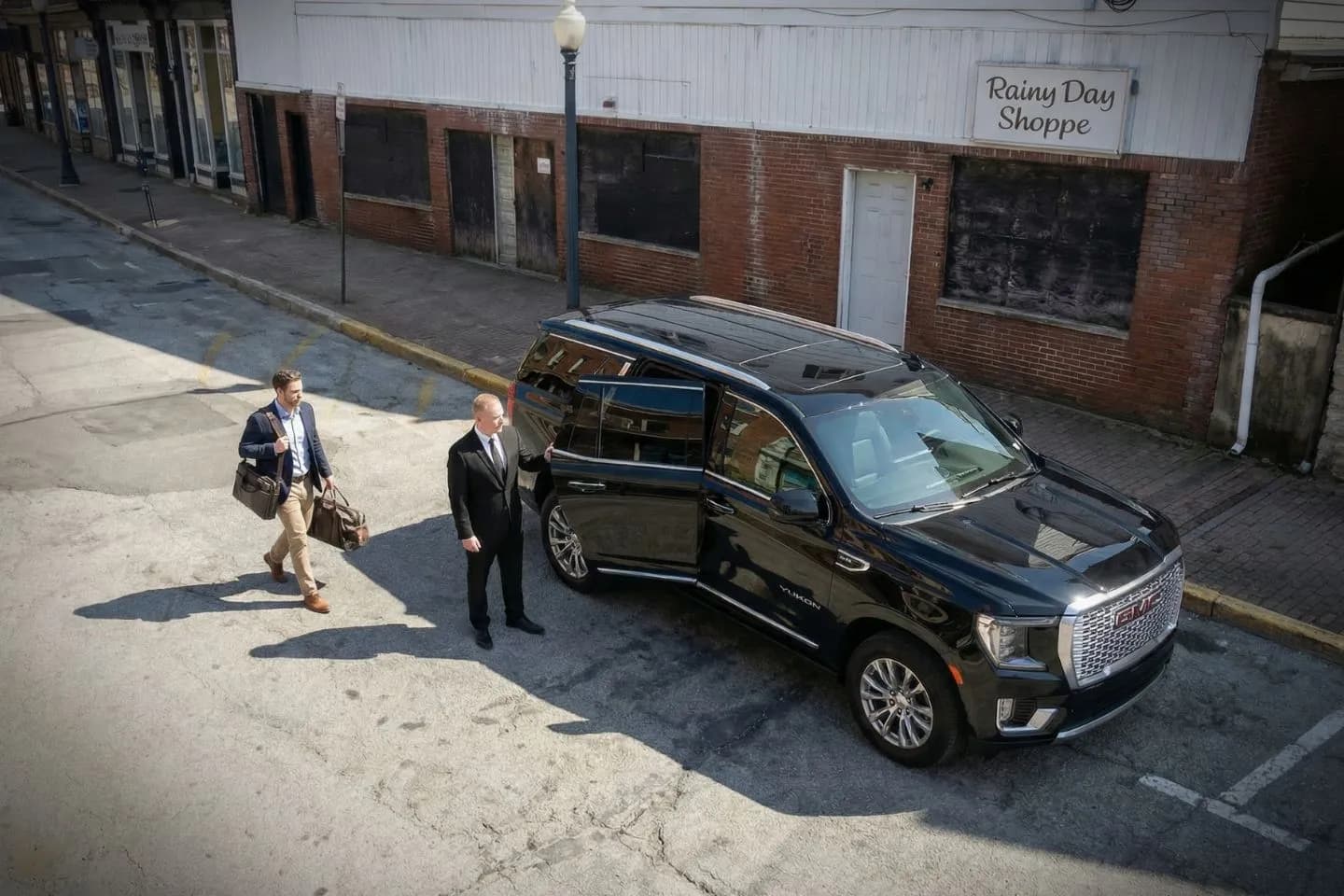 Airport pickup scene Somerset NJ Car Service driver assisting passenger with luggage