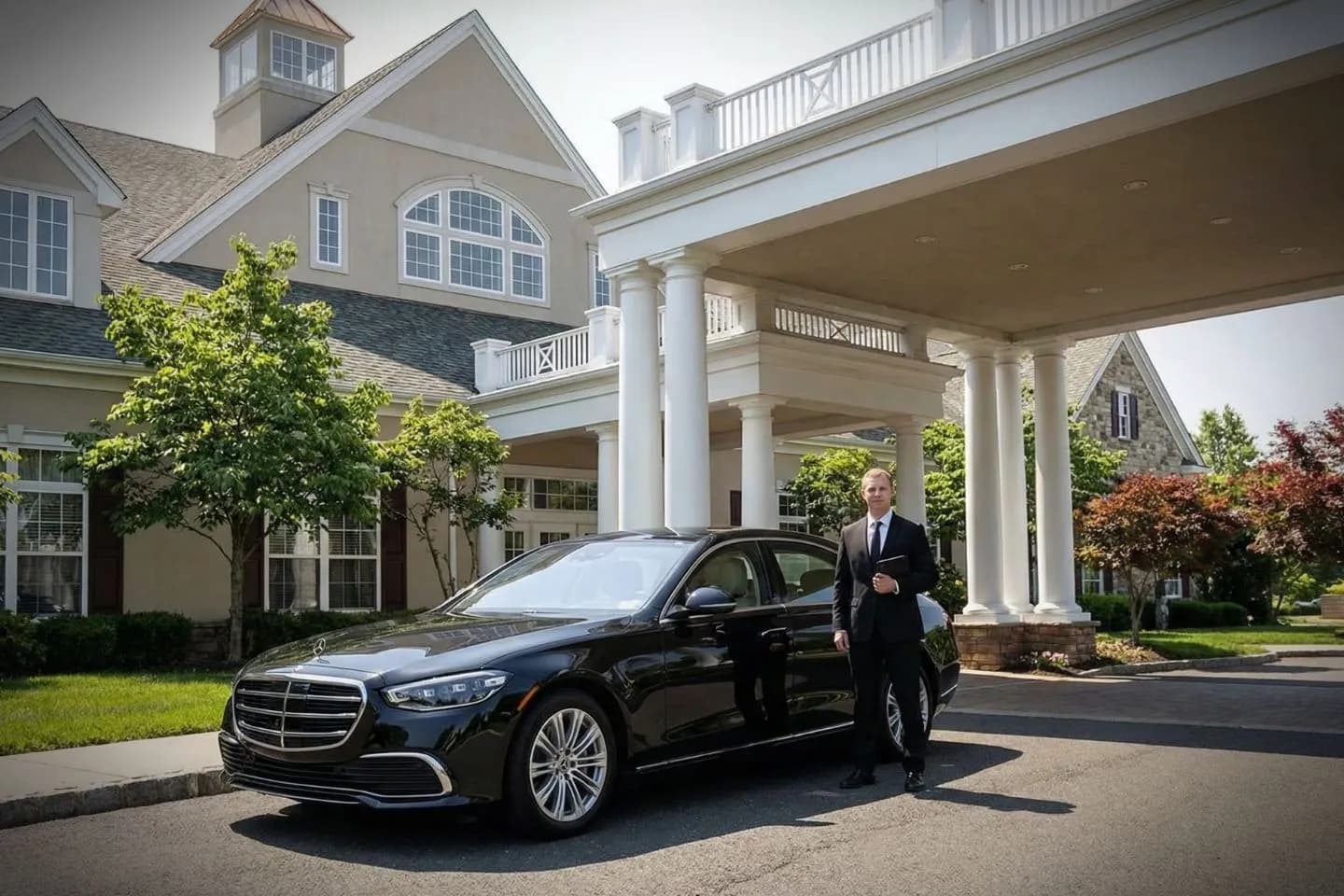 Nighttime pickup scene of Sussex NJ car service highlighting safe and reliable chauffeur service
