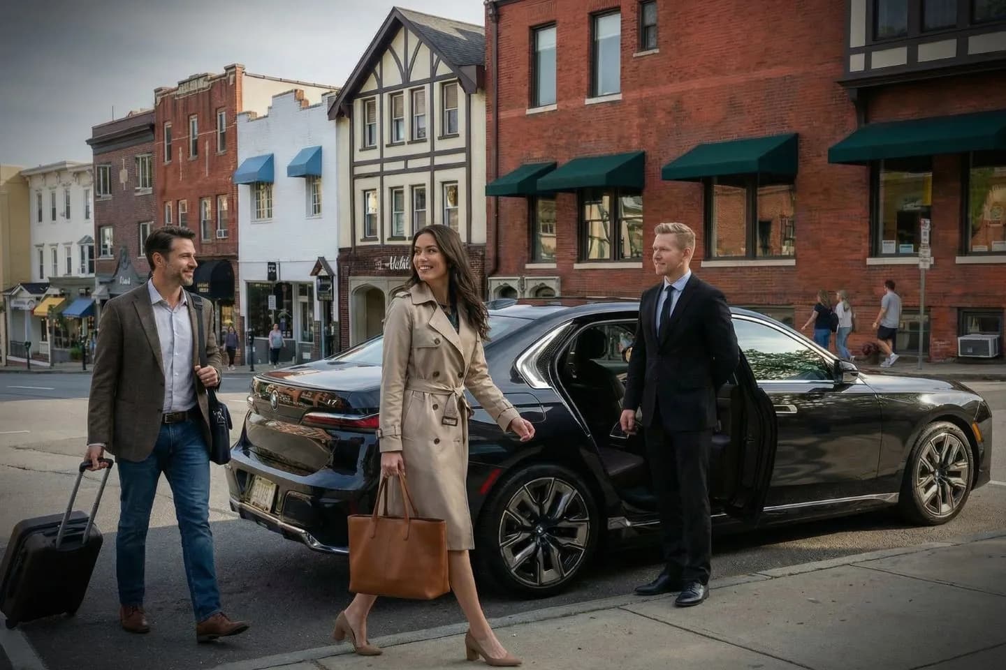 Airport pickup by Fairfield CT car service with luxury SUV and uniformed driver