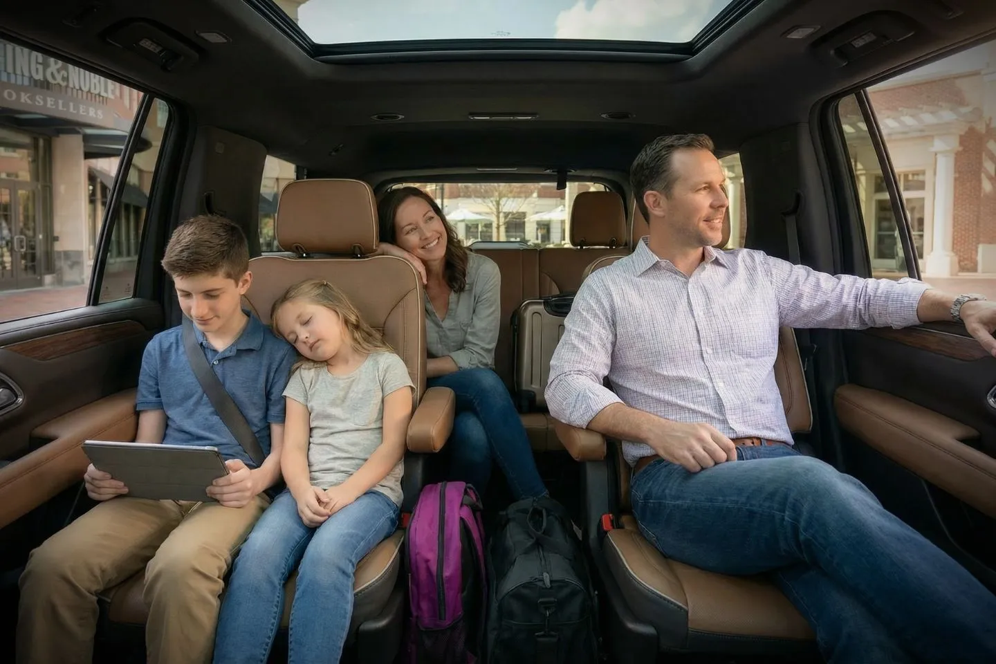 Professional chauffeur opening door for passenger using Hartford, CT Car Service in luxury vehicle at airport terminal