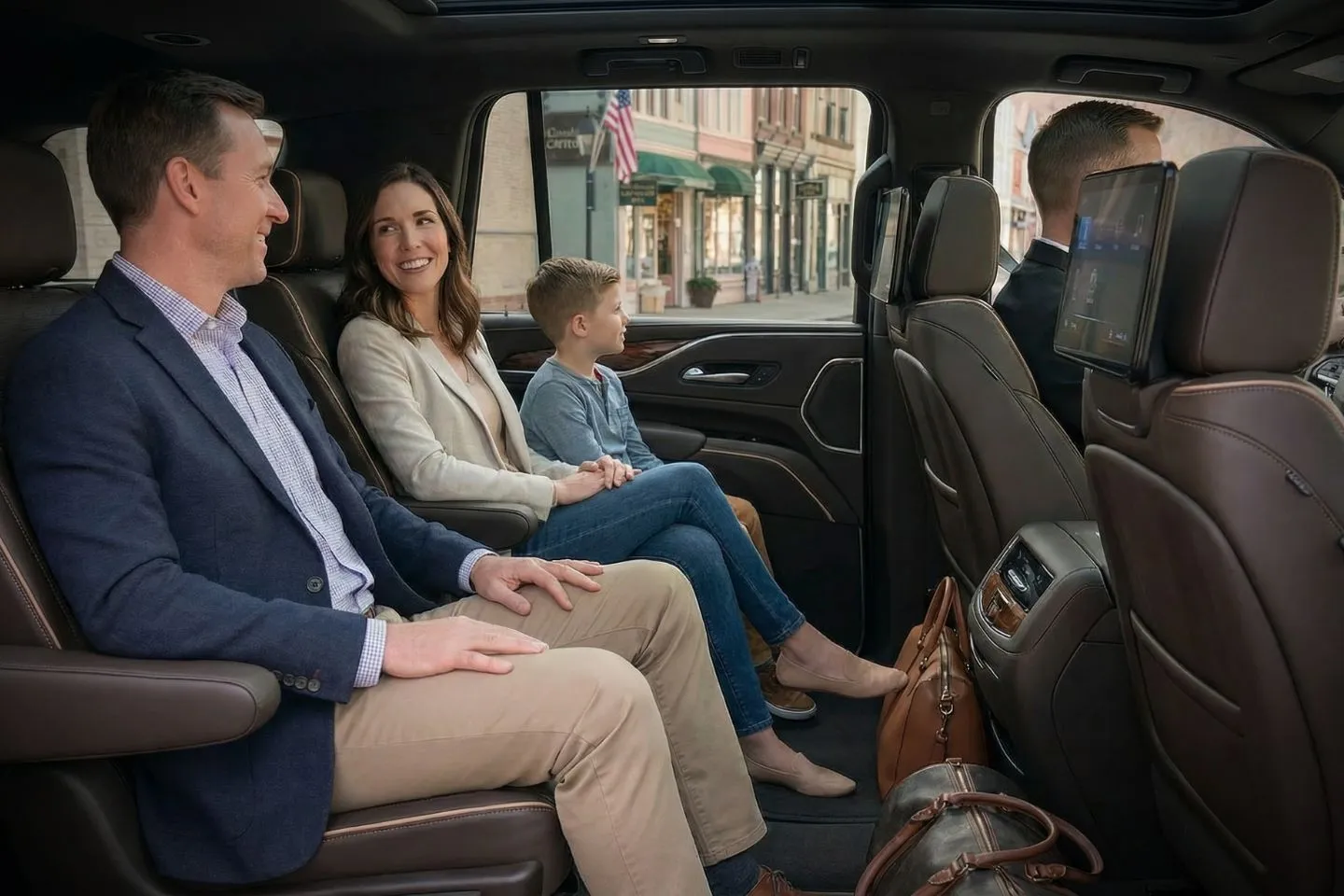 Professional driver assisting passenger with luggage in Litchfield CT car service airport transfer