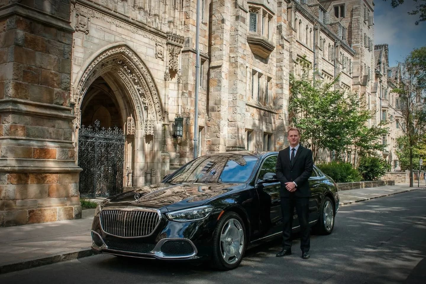 Clean interior of premium vehicle used by New Haven CT car service showing comfort and safety features