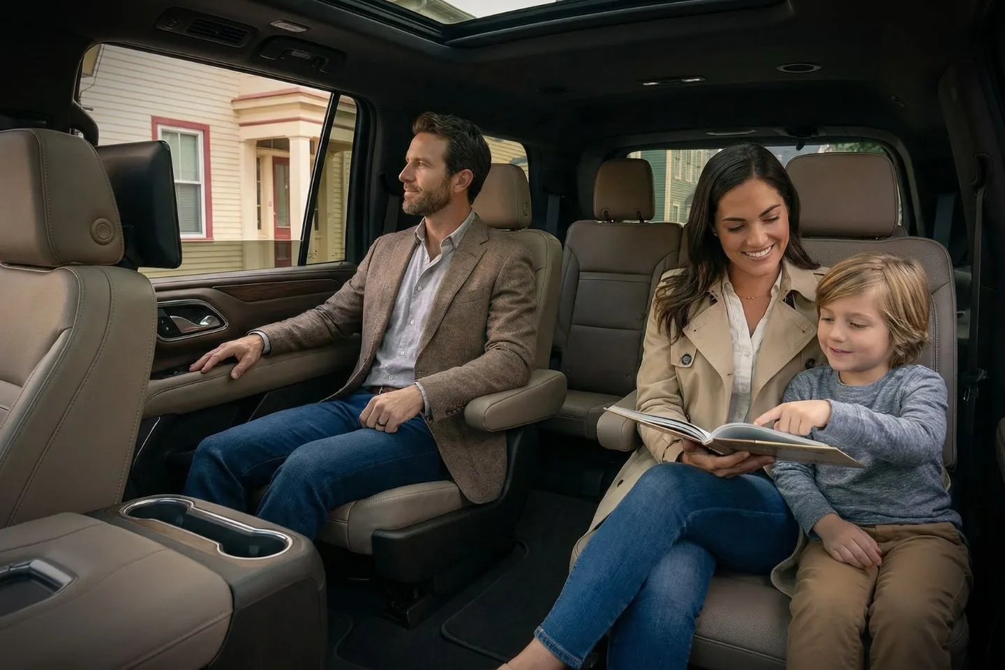 Professional driver with New London CT car service waiting beside black SUV downtown