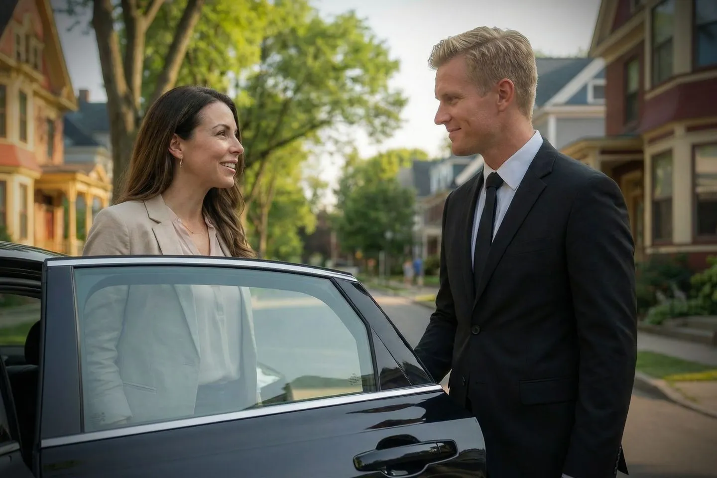 Luxury SUV from Windham, CT Car Service parked outside hotel for corporate transportation