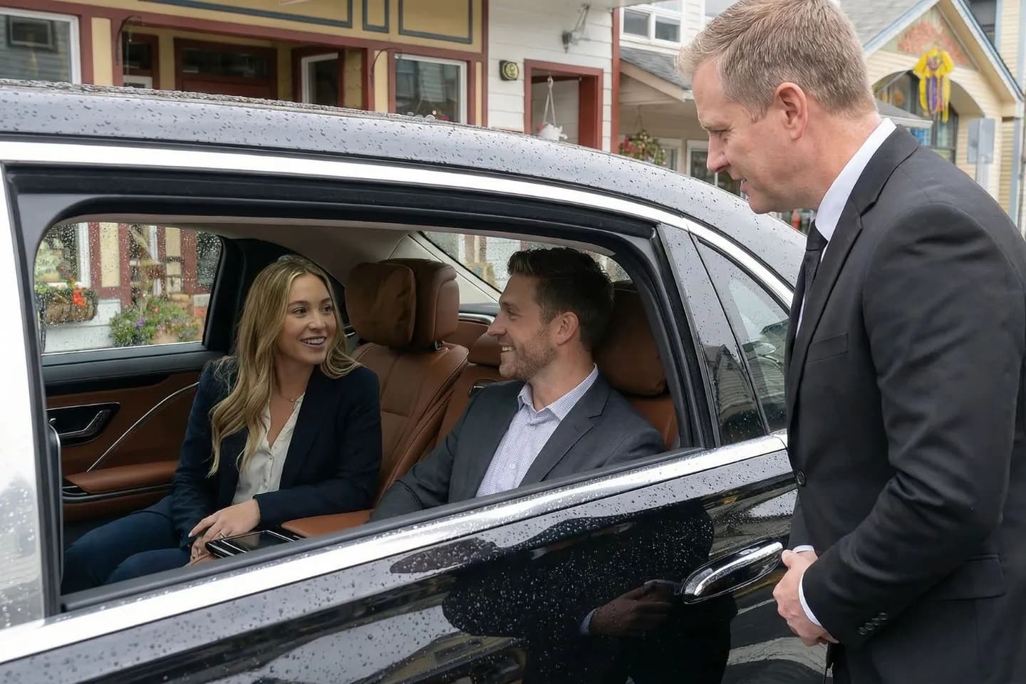 Professional Alaska, AK Chauffeur Service chauffeur opening door for client outside airport terminal