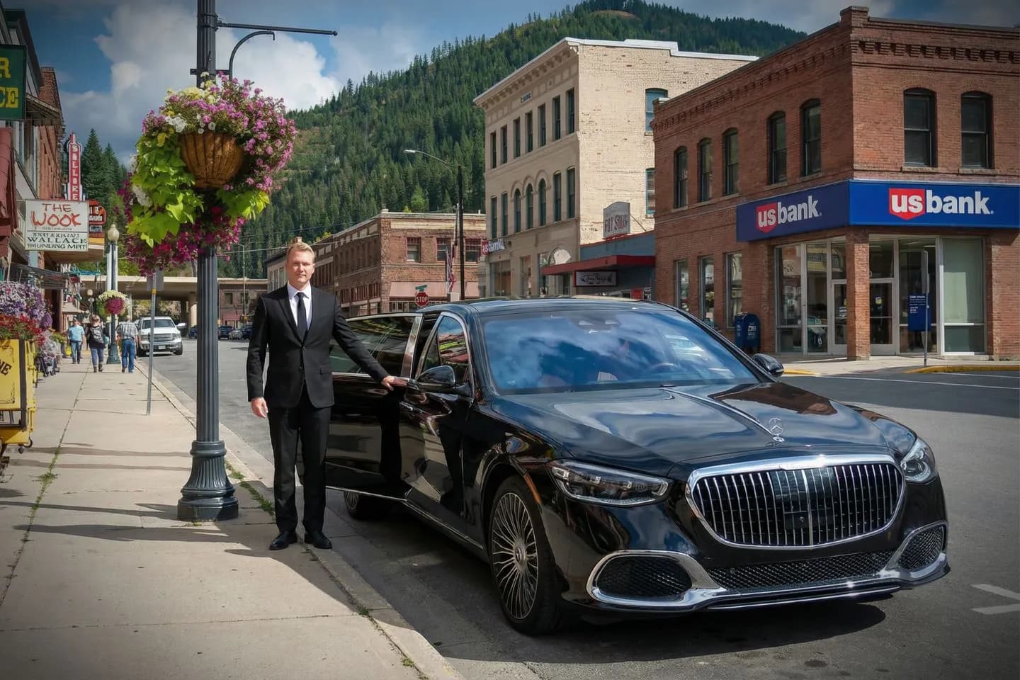 Elegant limousine offering Idaho, ID Chauffeur Service for weddings and events