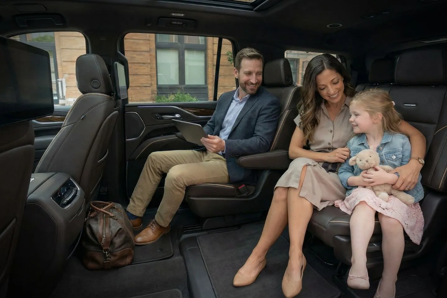 Corporate Iowa chauffeur service interior showing premium leather seating and clean, comfortable ride experience