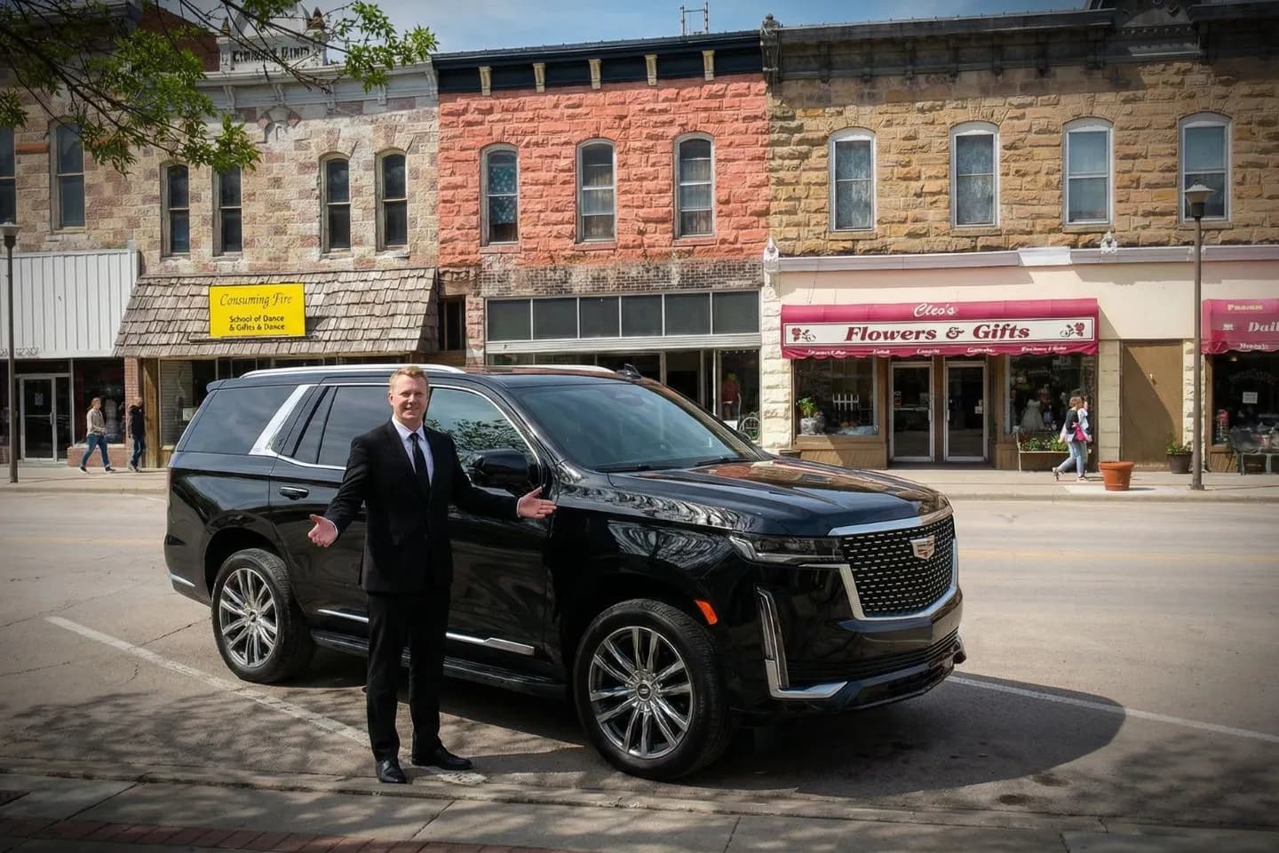 Elegant wedding car provided by Nebraska, NE Chauffeur Service with driver