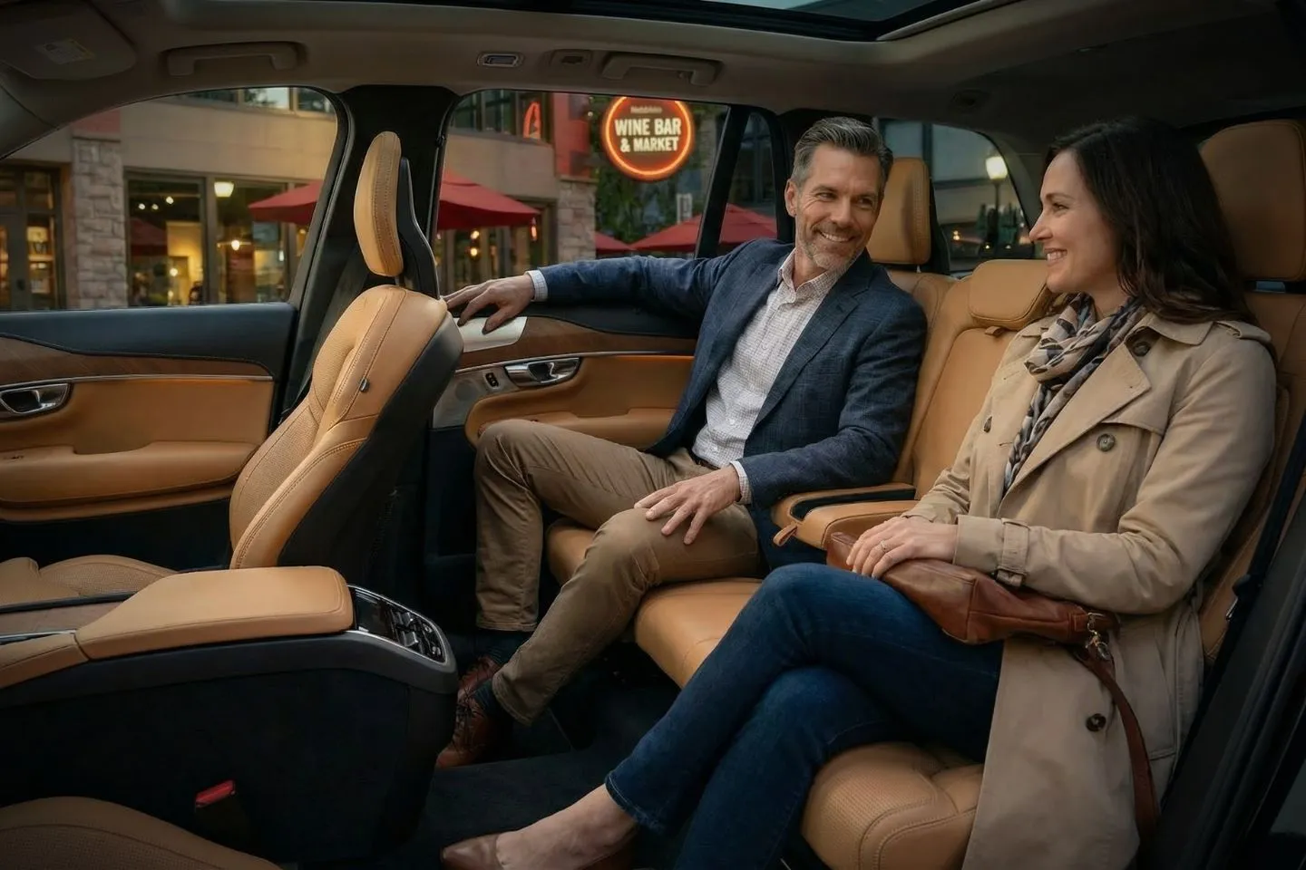 Executive black car from Oregon, OR Chauffeur Service on city street with professional driver