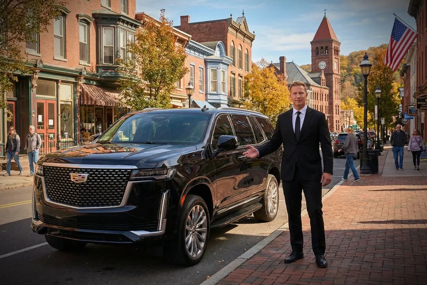 Executive SUV used for Texas, TX Chauffeur Service airport transfer with uniformed chauffeur