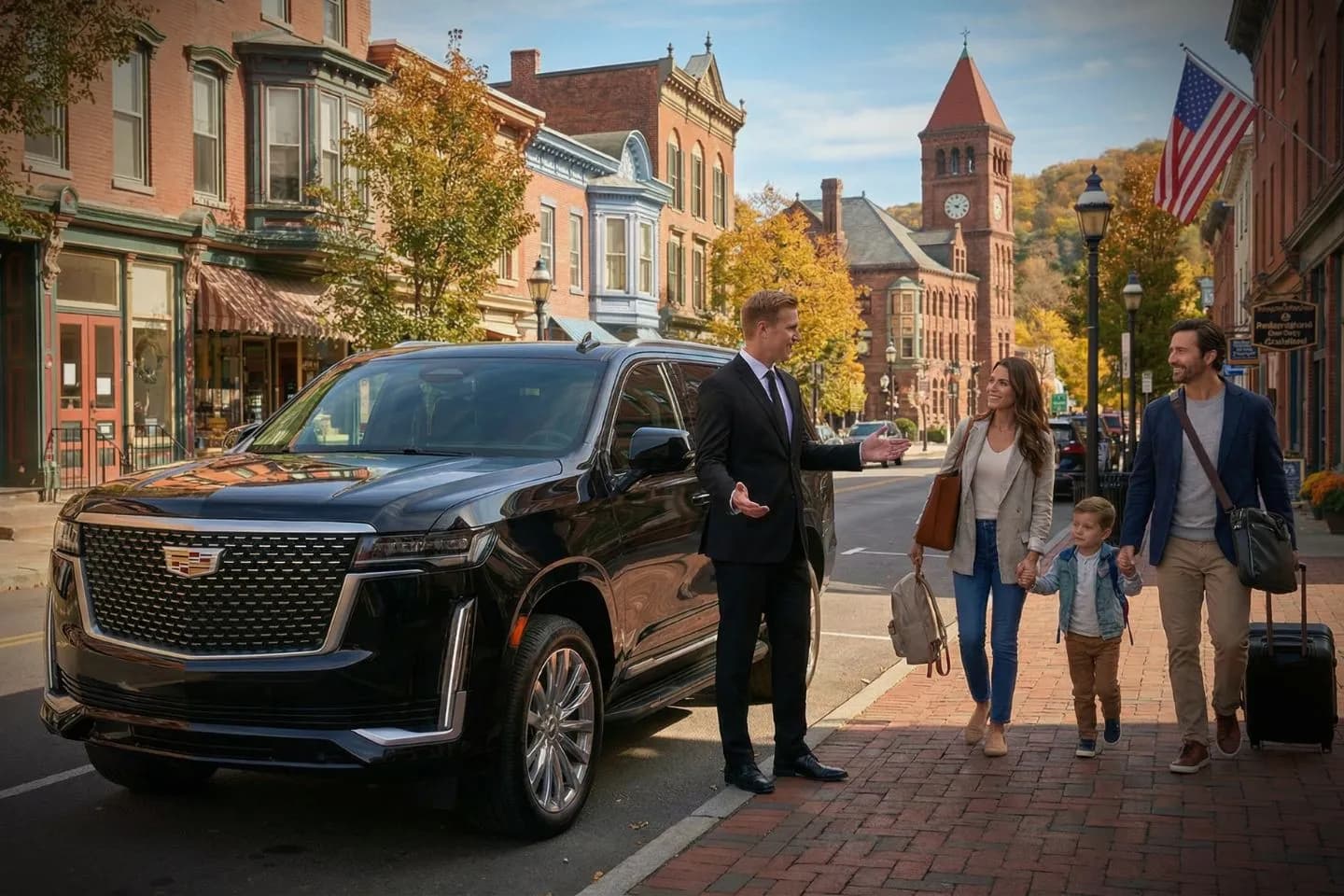 Chauffeur opening door for client using Texas, TX Chauffeur Service luxury vehicle