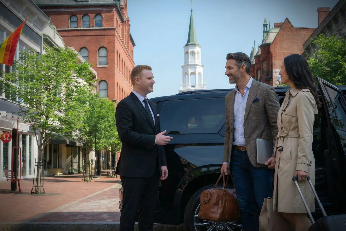 Vermont VT Chauffeur Service executive SUV ready for airport transfer with luggage
