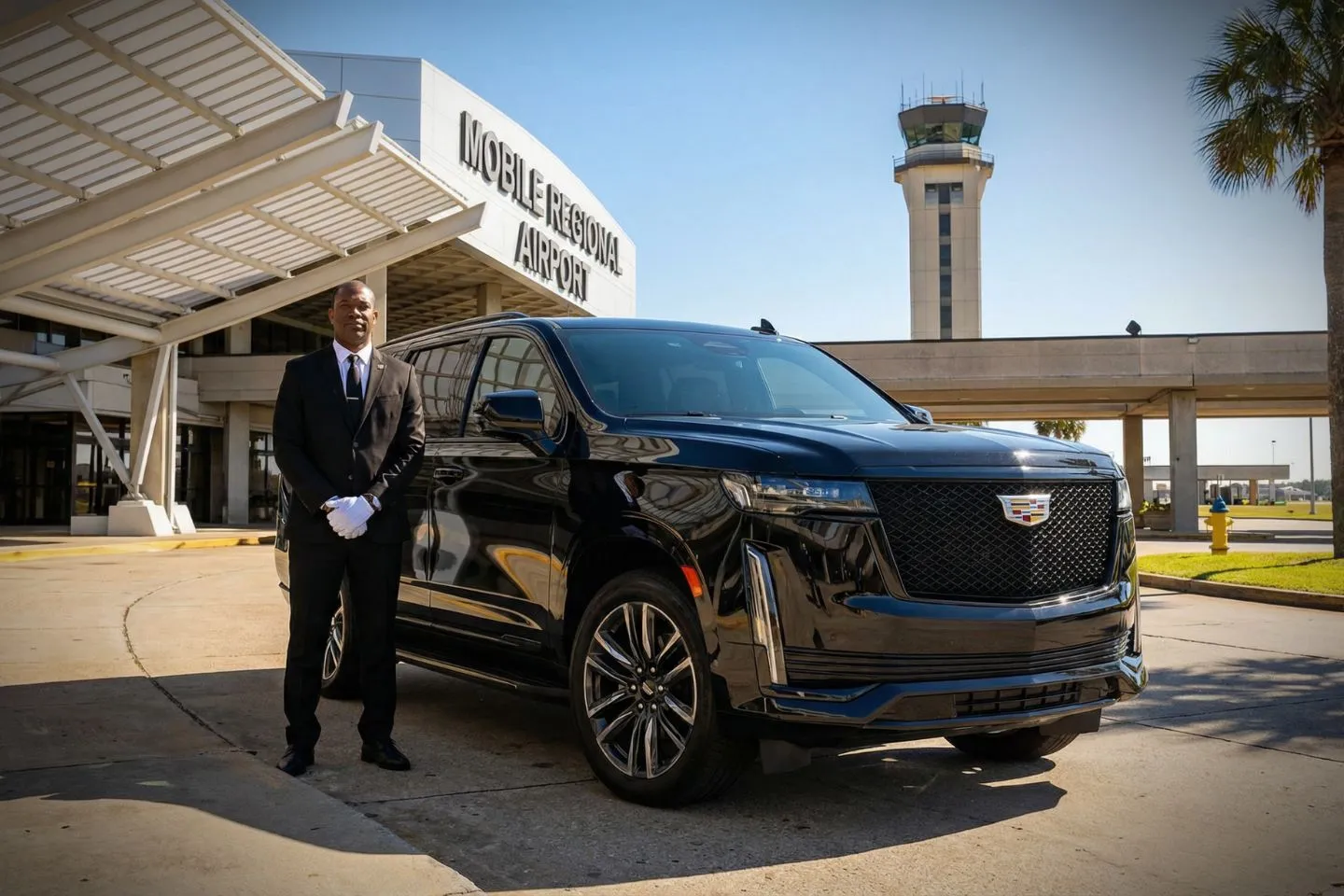 Alabama, AL Car Service airport transfer with luxury SUV at terminal pickup zone