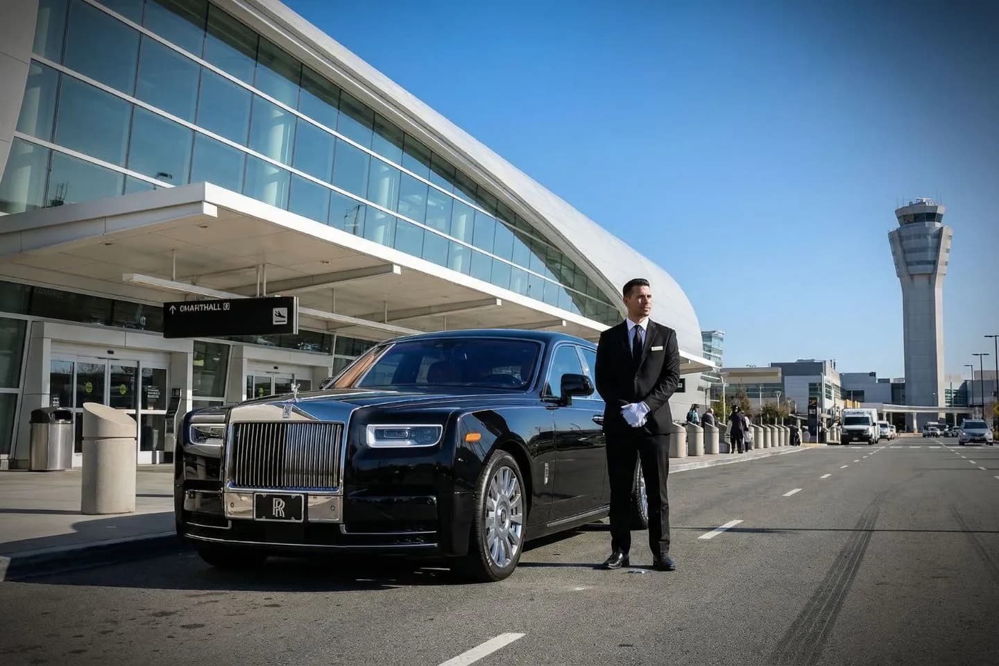 California, CA Car Service airport pickup scene with chauffeur assisting passenger with luggage