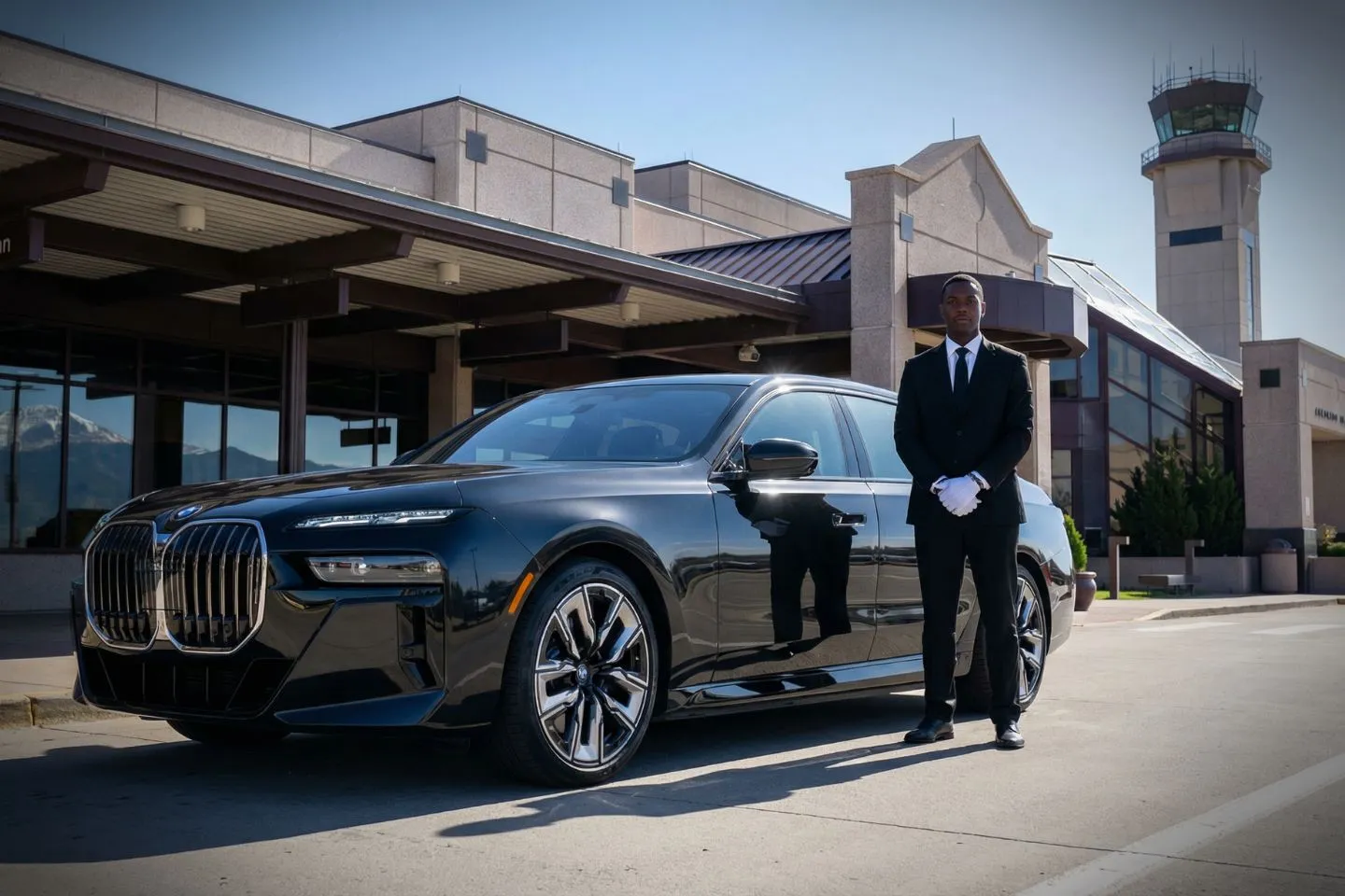 Corporate client riding in premium vehicle from Colorado, CO Car Service during business trip in Denver