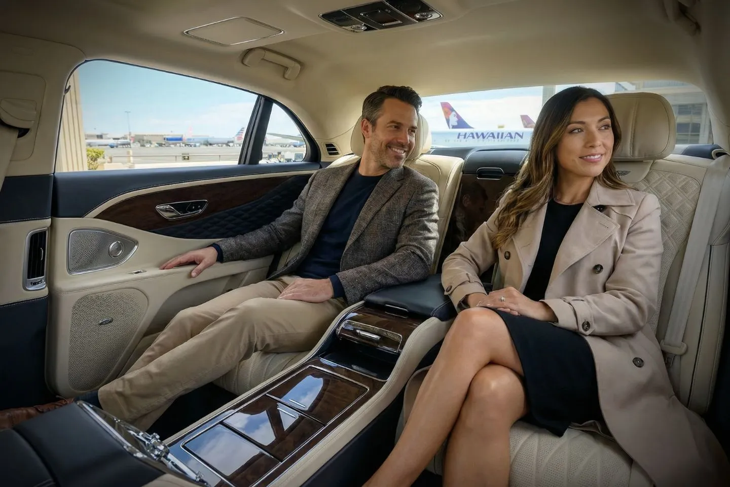 Chauffeur opening door for client using Hawaii, HI Car Service luxury vehicle in Waikiki