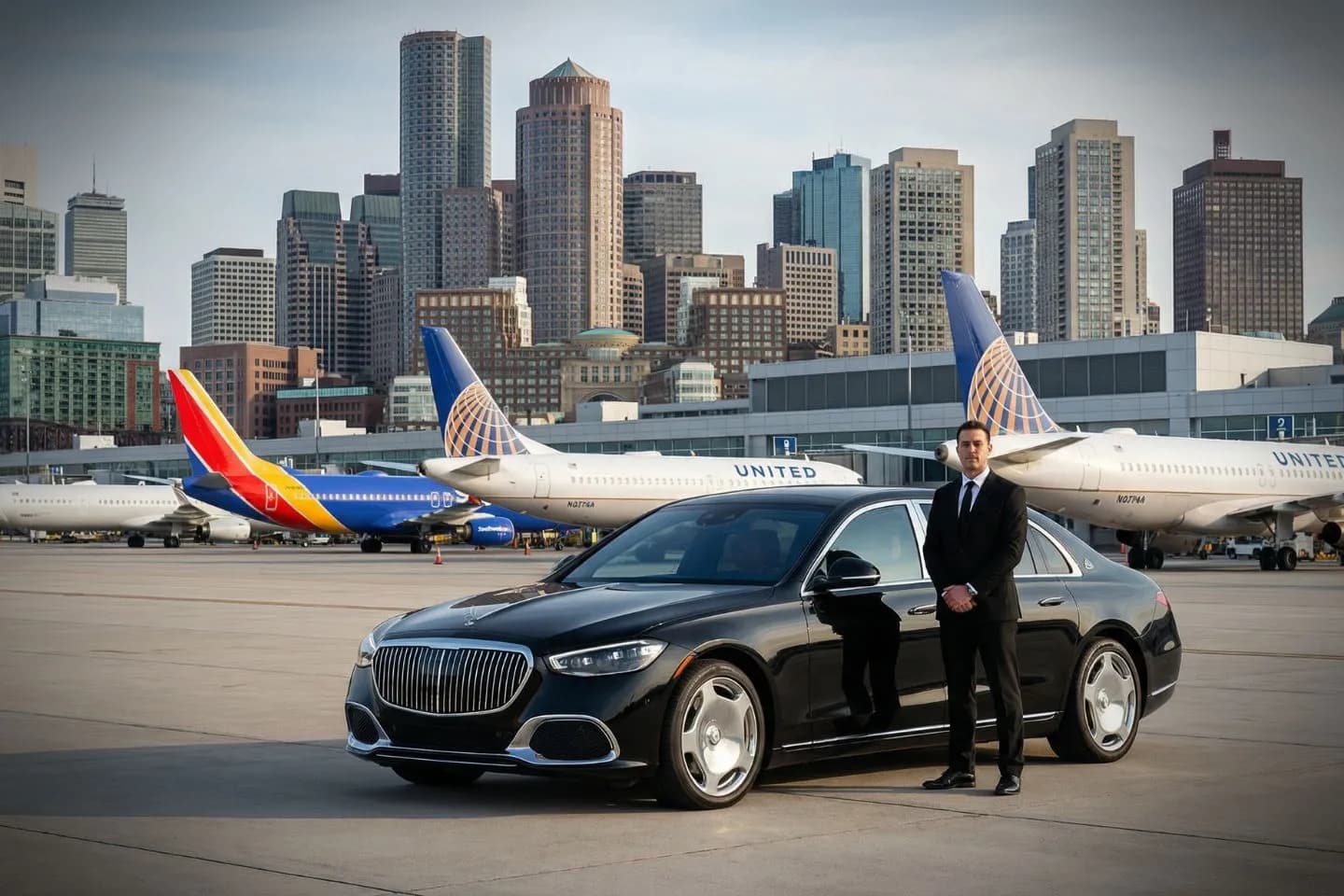 24 hour Maine ME car service booking support chauffeur driven sedan ready for night airport transfer in Maine